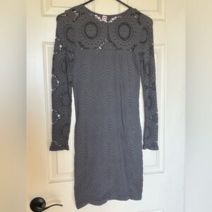 Slate Gray Stretch Knit Overlay Dress, Sz. M/L